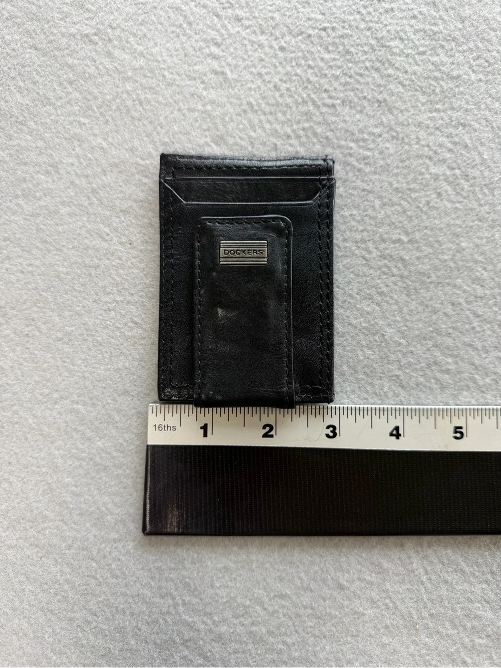 Dockers Genuine Leather Magnetic Money Clip Wallet Black Slim Minimalist